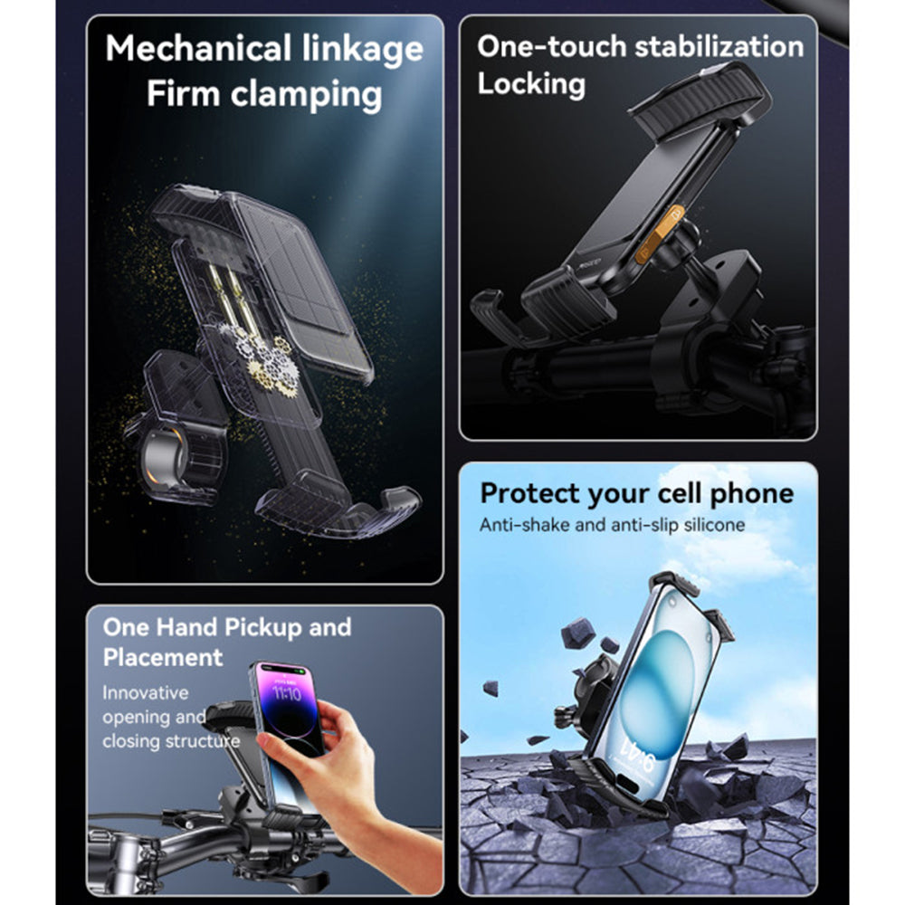 Suport Yesido Bicycle Phone (C249), 360 Rotation, One-Touch Stabilization Locking, 4.8-7.2", Negru