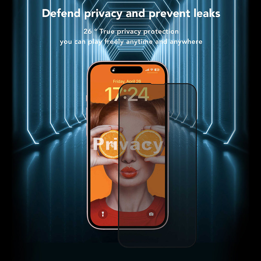 Folie de protectie ANANK 2.5D Privacy compatibil cu iPhone 16 Pro, Negru