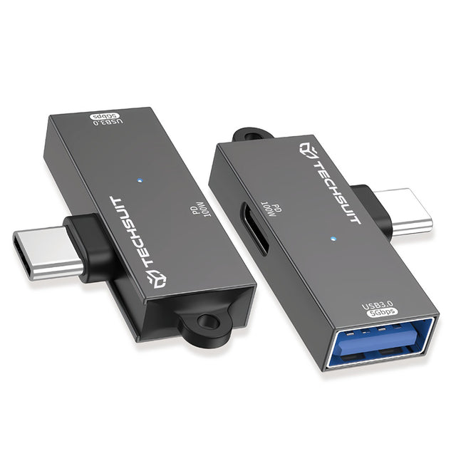 Adaptor Techsuit Adapter DataBlitz (A21), Type-C, USB3.0, PD100W, 5Gbps, Gri