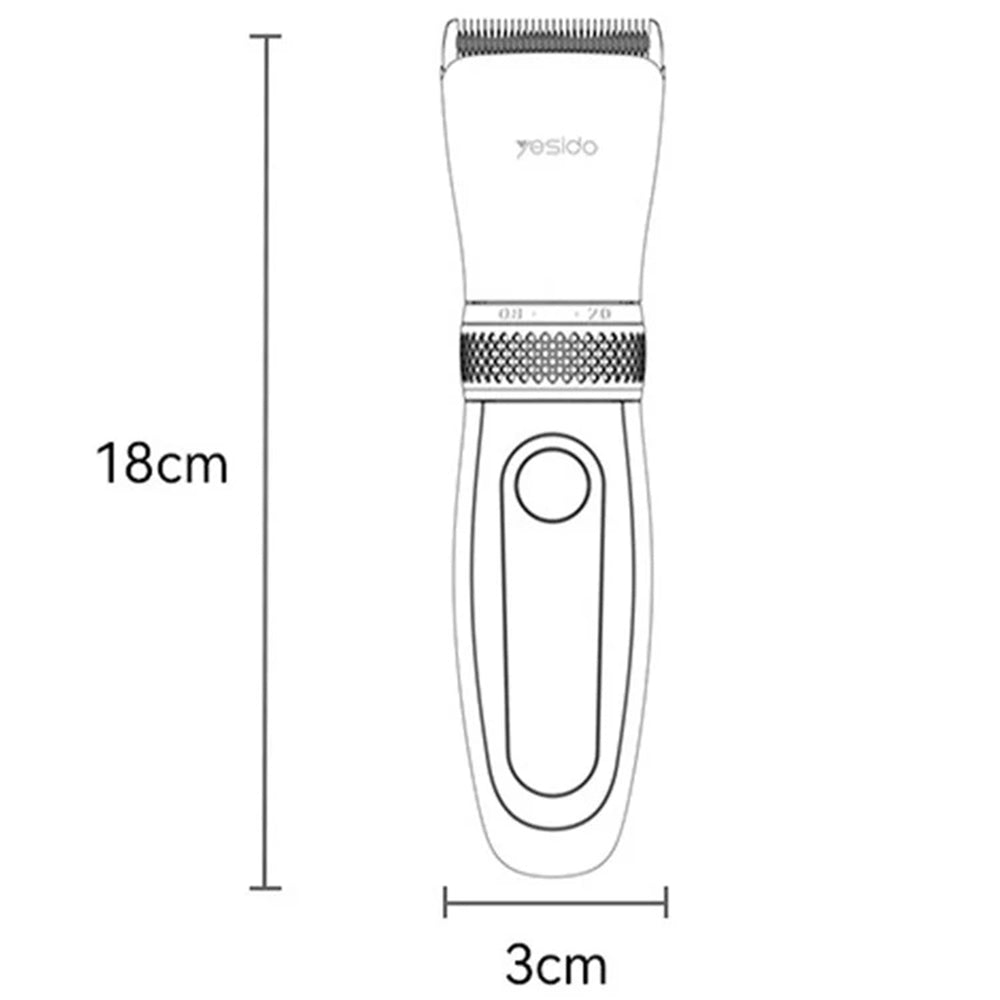 Yesido Hair Clipper (MG06), USB, 1200mAh, IPX5 Waterproof, Power Display, 5 Stages Length, Negru