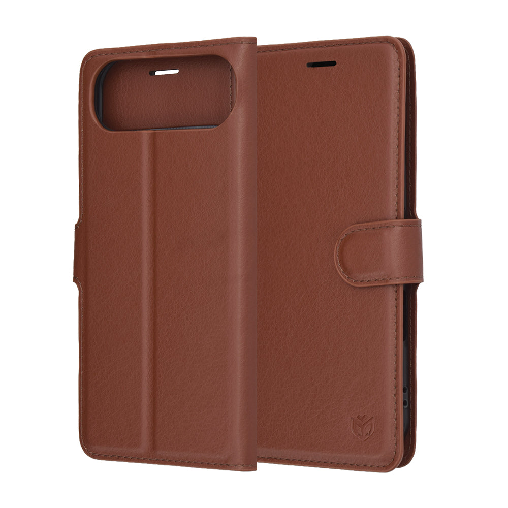 Husa de protectie Techsuit Leather Folio compatibil cu iPhone 17 Air, Maro