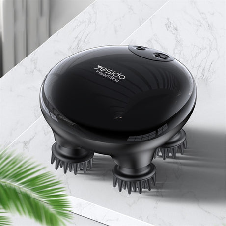 Yesido Handheld Head Massager (MG04), with 4 Gear Head Scratcher, Electrical Muscle Stimulation, 1200mAh, 3200RPM, Negru