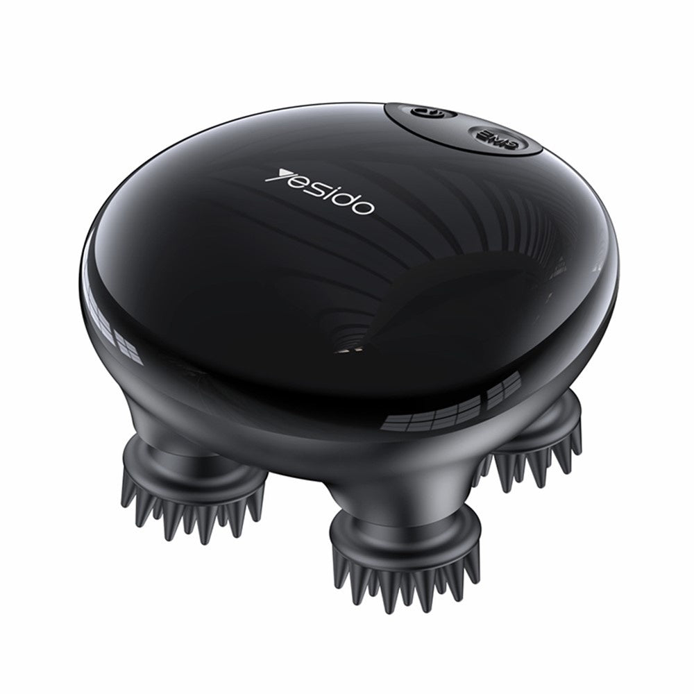 Yesido Handheld Head Massager (MG04), with 4 Gear Head Scratcher, Electrical Muscle Stimulation, 1200mAh, 3200RPM, Negru