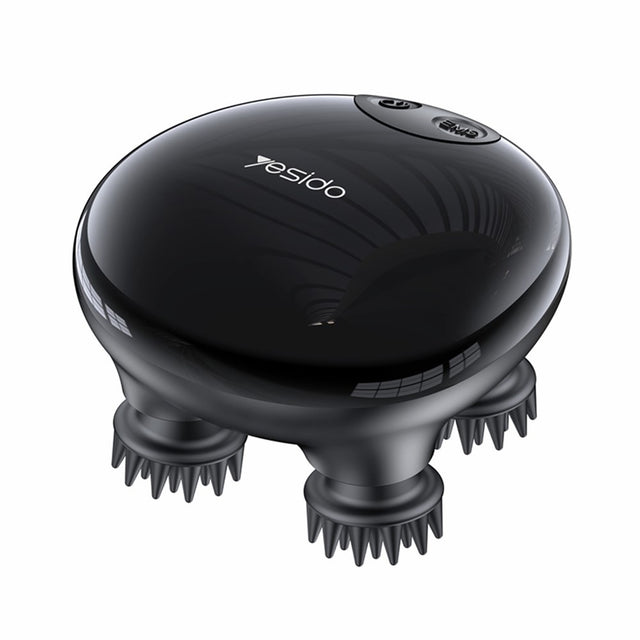 Yesido Handheld Head Massager (MG04), with 4 Gear Head Scratcher, Electrical Muscle Stimulation, 1200mAh, 3200RPM, Negru