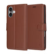Husa de protectie Techsuit Leather Folio compatibil cu iPhone 17, Maro