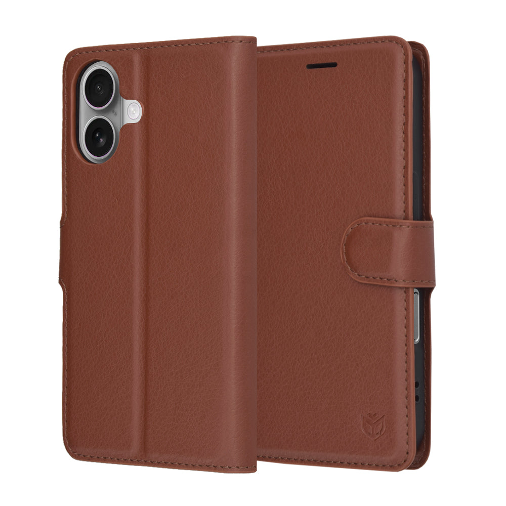 Husa de protectie Techsuit Leather Folio compatibil cu iPhone 17, Maro