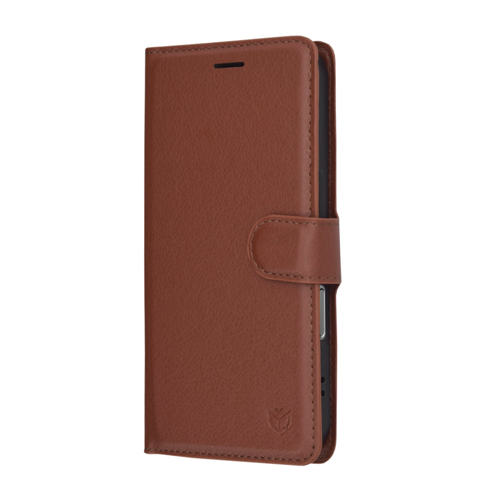 Husa de protectie Techsuit Leather Folio compatibil cu iPhone 17, Maro