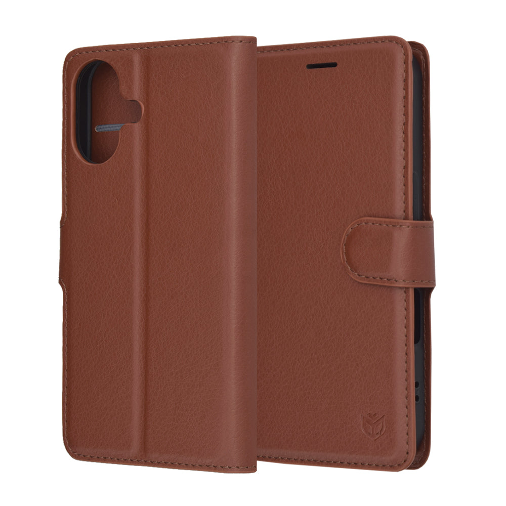 Husa de protectie Techsuit Leather Folio compatibil cu iPhone 17, Maro