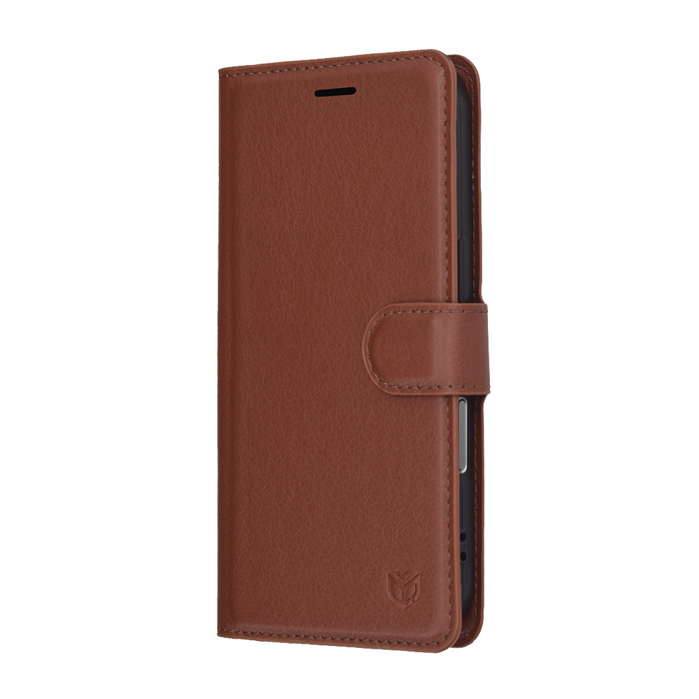 Husa de protectie Techsuit Leather Folio compatibil cu iPhone 17 Pro Max, Maro