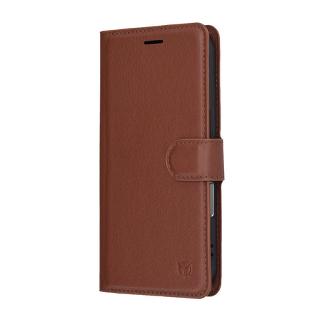 Husa de protectie Techsuit Leather Folio compatibil cu iPhone 17 Pro Max, Maro