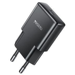Incarcator Yesido (YC74), GaN, Fast Charge, Ultra-Slim, Smart Chip, Type-C, PD30W, 5V/3A, Negru