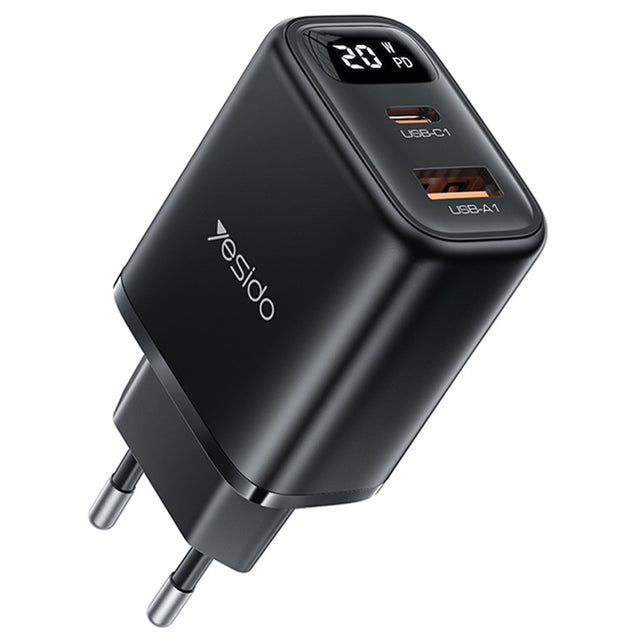 Incarcator Yesido (YC68), with Digital Display, Quick Charge, for Phone, Tablet, USB, Type-C, 20W, Negru
