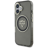 Husa de protectie Guess IML Metal Mountain Logo MagSafe (GUHMP16SHFGTMSLSK) compatibil cu iPhone 16, Negru