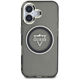 Husa de protectie Guess IML Metal Mountain Logo MagSafe (GUHMP16SHFGTMSLSK) compatibil cu iPhone 16, Negru