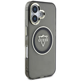 Husa de protectie Guess IML Metal Mountain Logo MagSafe (GUHMP16SHFGTMSLSK) compatibil cu iPhone 16, Negru