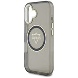 Husa de protectie Guess IML Metal Mountain Logo MagSafe (GUHMP16SHFGTMSLSK) compatibil cu iPhone 16, Negru