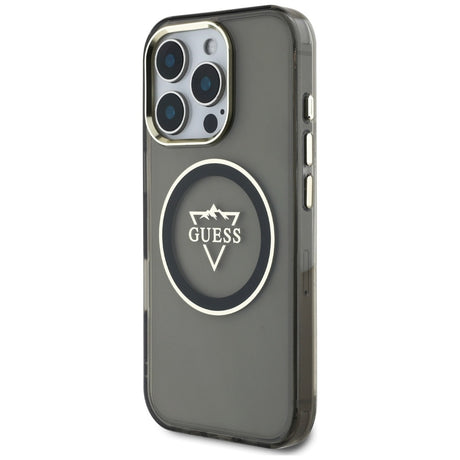 Husa de protectie Guess IML Metal Mountain Logo MagSafe (GUHMP16LHFGTMSLSK) compatibil cu iPhone 16 Pro, Negru