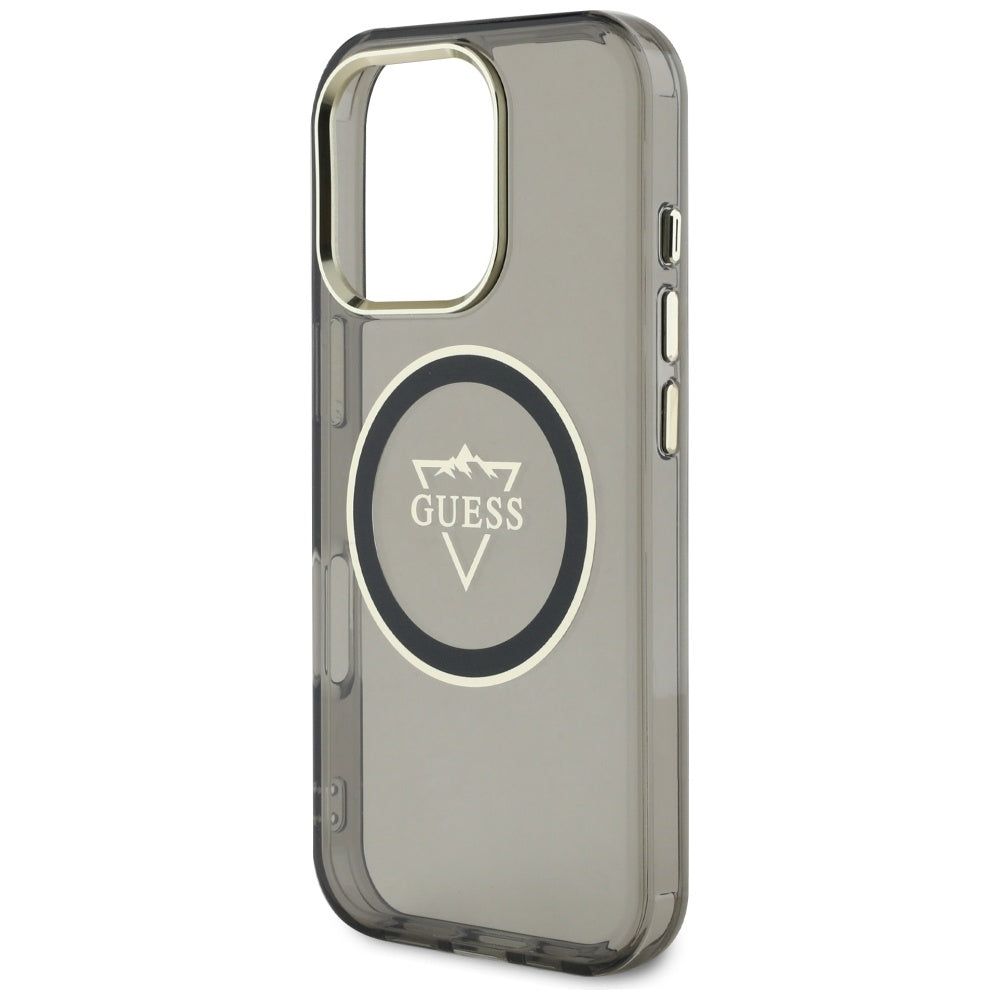 Husa de protectie Guess IML Metal Mountain Logo MagSafe (GUHMP16LHFGTMSLSK) compatibil cu iPhone 16 Pro, Negru