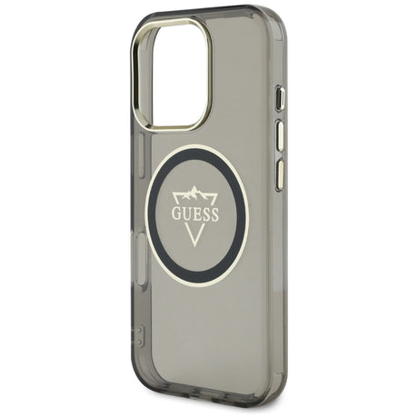 Husa de protectie Guess IML Metal Mountain Logo MagSafe (GUHMP16LHFGTMSLSK) compatibil cu iPhone 16 Pro, Negru