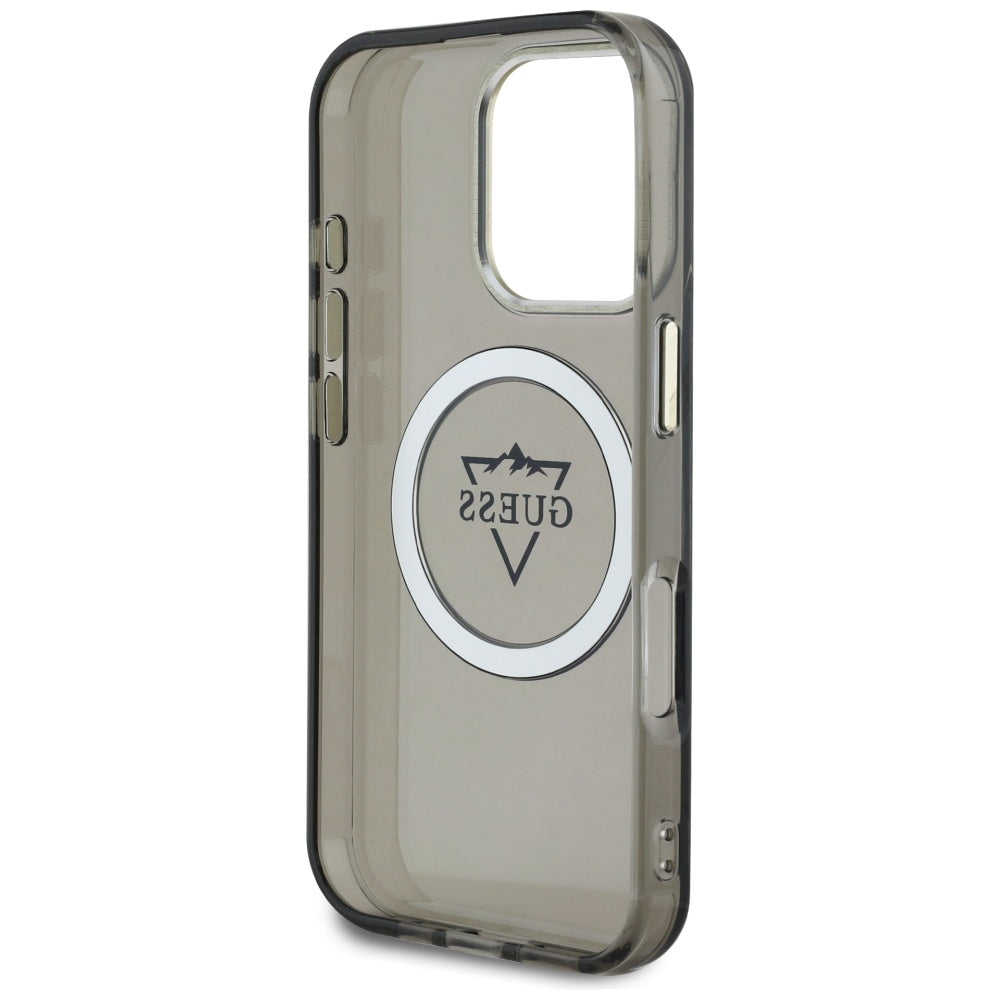 Husa de protectie Guess IML Metal Mountain Logo MagSafe (GUHMP16LHFGTMSLSK) compatibil cu iPhone 16 Pro, Negru