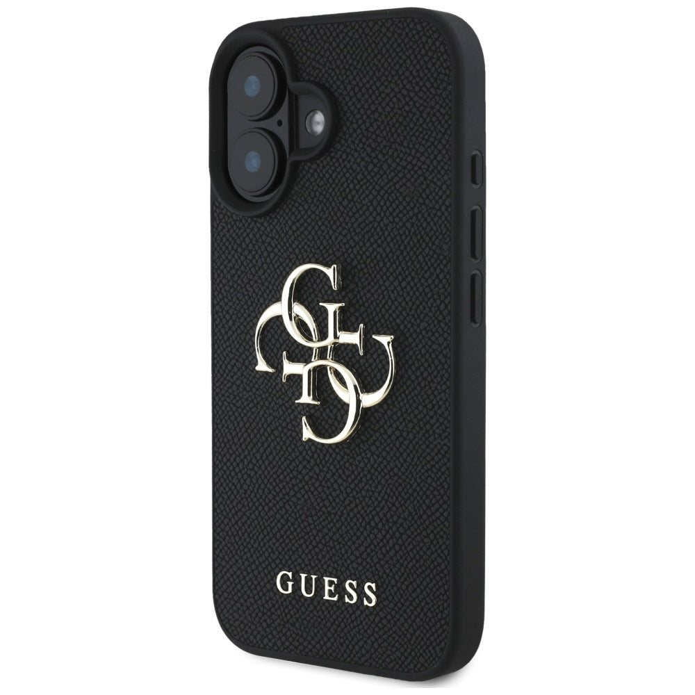 Husa de protectie Guess Hardcase Grained Big 4G Logo Small Classic Logo (GUHCP16SPGT4MBK) compatibil cu iPhone 16, Negru