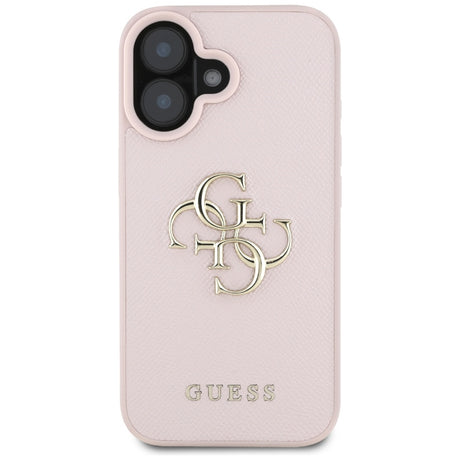 Husa de protectie Guess Hardcase Grained Big 4G Logo Small Classic Logo (GUHCP16SPGT4MBP) compatibil cu iPhone 16, Roz