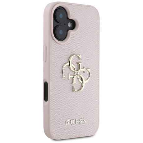 Husa de protectie Guess Hardcase Grained Big 4G Logo Small Classic Logo (GUHCP16SPGT4MBP) compatibil cu iPhone 16, Roz