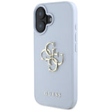Husa de protectie Guess Hardcase Grained Big 4G Logo Small Classic Logo (GUHCP16SPGT4MBB) compatibil cu iPhone 16, Albastru