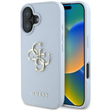 Husa de protectie Guess Hardcase Grained Big 4G Logo Small Classic Logo (GUHCP16SPGT4MBB) compatibil cu iPhone 16, Albastru