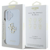 Husa de protectie Guess Hardcase Grained Big 4G Logo Small Classic Logo (GUHCP16SPGT4MBB) compatibil cu iPhone 16, Albastru