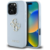 Husa de protectie Guess Hardcase Grained Big 4G Logo Small Classic Logo (GUHCP16LPGT4MBB) compatibil cu iPhone 16 Pro, Albastru