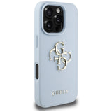 Husa de protectie Guess Hardcase Grained Big 4G Logo Small Classic Logo (GUHCP16LPGT4MBB) compatibil cu iPhone 16 Pro, Albastru