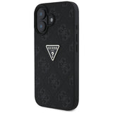Husa de protectie Guess Leather Hot Stamp 4G Pattern Triangle Metal Logo (GUHCP16SPGP4STRK) compatibil cu iPhone 16, Negru