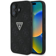 Husa de protectie Guess Leather Hot Stamp 4G Pattern Triangle Metal Logo (GUHCP16SPGP4STRK) compatibil cu iPhone 16, Negru