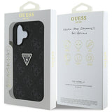 Husa de protectie Guess Leather Hot Stamp 4G Pattern Triangle Metal Logo (GUHCP16SPGP4STRK) compatibil cu iPhone 16, Negru
