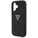 Husa de protectie Guess Leather Hot Stamp 4G Pattern Triangle Metal Logo (GUHCP16SPGP4STRK) compatibil cu iPhone 16, Negru