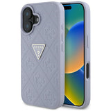 Husa de protectie Guess Leather Hot Stamp 4G Pattern Triangle Metal Logo (GUHCP16SPGP4STRU) compatibil cu iPhone 16, Mov Deschis