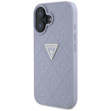 Husa de protectie Guess Leather Hot Stamp 4G Pattern Triangle Metal Logo (GUHCP16SPGP4STRU) compatibil cu iPhone 16, Mov Deschis