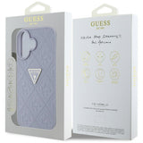 Husa de protectie Guess Leather Hot Stamp 4G Pattern Triangle Metal Logo (GUHCP16SPGP4STRU) compatibil cu iPhone 16, Mov Deschis