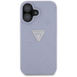 Husa de protectie Guess Leather Hot Stamp 4G Pattern Triangle Metal Logo (GUHCP16SPGP4STRU) compatibil cu iPhone 16, Mov Deschis