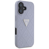 Husa de protectie Guess Leather Hot Stamp 4G Pattern Triangle Metal Logo (GUHCP16SPGP4STRU) compatibil cu iPhone 16, Mov Deschis
