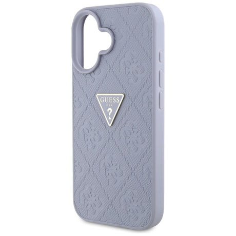 Husa de protectie Guess Leather Hot Stamp 4G Pattern Triangle Metal Logo (GUHCP16SPGP4STRU) compatibil cu iPhone 16, Mov Deschis