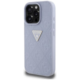 Husa de protectie Guess Leather Hot Stamp 4G Pattern Triangle Metal Logo (GUHCP16XPGP4STRU) compatibil cu iPhone 16 Pro Max, Mov Deschis