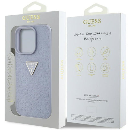 Husa de protectie Guess Leather Hot Stamp 4G Pattern Triangle Metal Logo (GUHCP16XPGP4STRU) compatibil cu iPhone 16 Pro Max, Mov Deschis