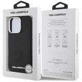 Husa de protectie Karl Lagerfeld Saffiano Full Wrapped Elongated Metal Logo MagSafe (KLHMP16LPSAFWMCK) compatibil cu iPhone 16 Pro, Negru