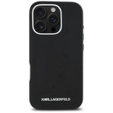 Husa de protectie Karl Lagerfeld Saffiano Full Wrapped Elongated Metal Logo MagSafe (KLHMP16LPSAFWMCK) compatibil cu iPhone 16 Pro, Negru