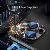 Folie de protectie Blueo Sapphire Crystal Original Lens Glass compatibil cu iPhone 16 Pro / iPhone 16 Pro Max, Argintiu Titanium