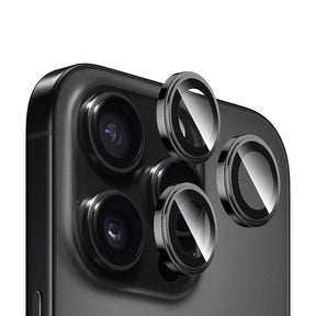 Folie de protectie Blueo Sapphire Crystal Original Lens Glass compatibil cu iPhone 16 Pro / iPhone 16 Pro Max, Negru Titanium