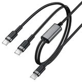 Cablu Acefast 2in1 (C22-02), Fast Charge, Type-C to 2x Type-C, 100W, 5A, Nylon Braid, CE, RoHS, EAC, 1.25m, Negru
