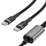 Cablu Acefast 2in1 (C22-02), Fast Charge, Type-C to 2x Type-C, 100W, 5A, Nylon Braid, CE, RoHS, EAC, 1.25m, Negru
